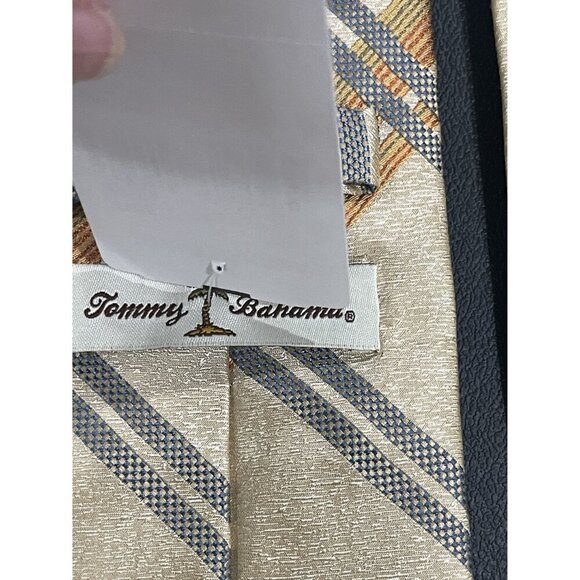 Tommy Bahama NWT Hand Sewn Woven Silk Tie Beige/Green/Orange/Blue Plaid Italy - Picture 5 of 7